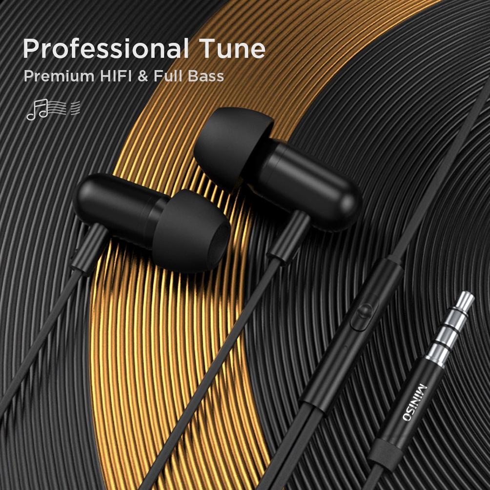 MINISO Official Kabel Noise Cancelling Earphone In-Ear Headset Masuk-Telinga Kapsul Headhone Logam M