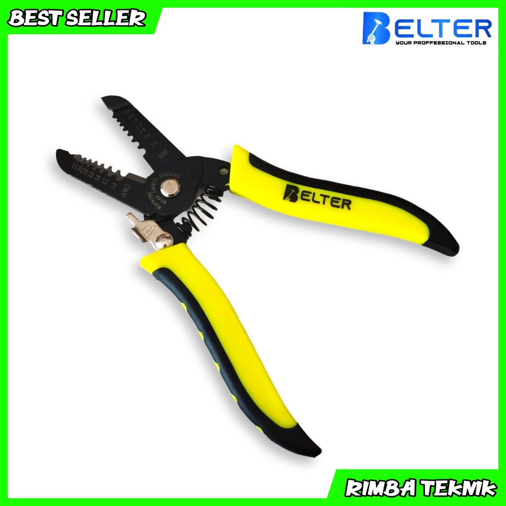 BELTER Tang Kupas Kabel 7 Inch Stainles Steel Pengupas Potong Bergerigi Multifungsi Fine Wire Stripper Cutter Pliers