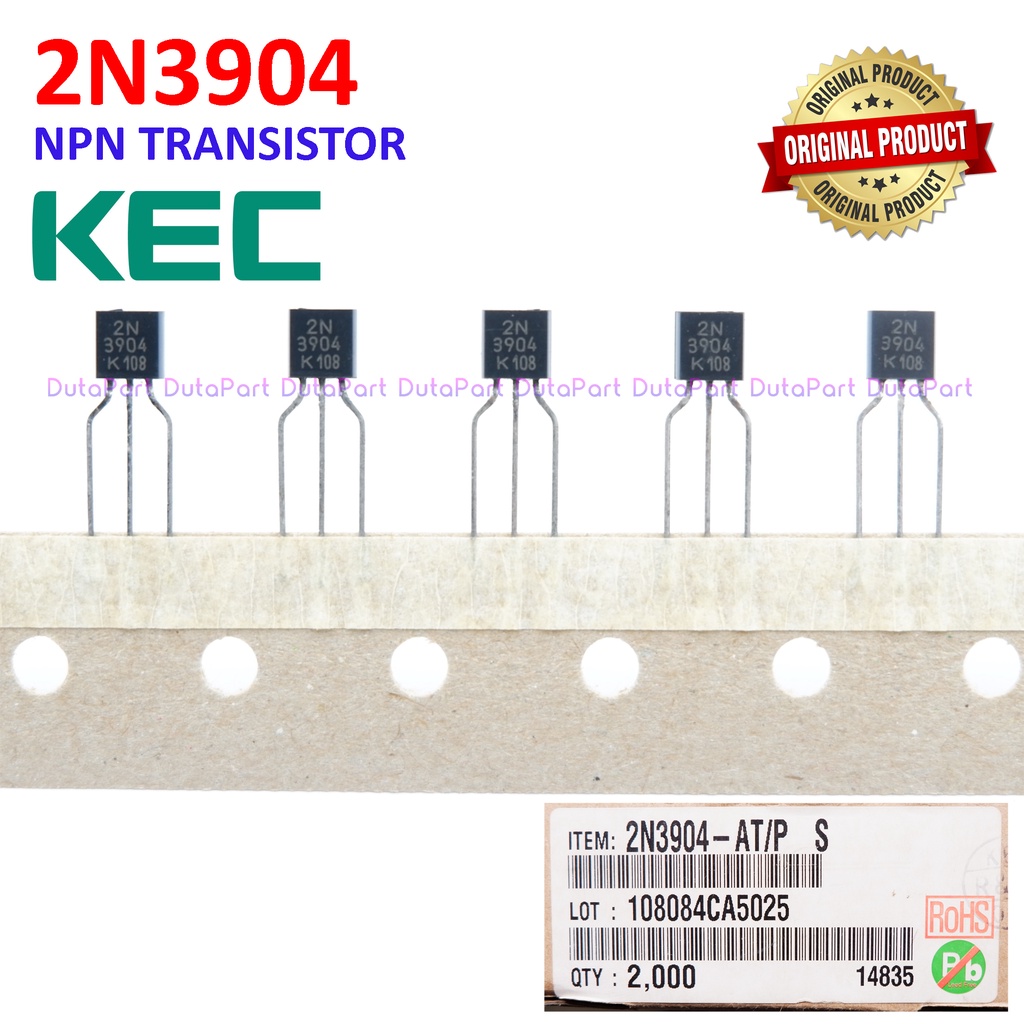 2N3904 ORIGINAL KEC KOREA NPN Transistor 40V 0.2A 200mA 2N 3904 TO-92