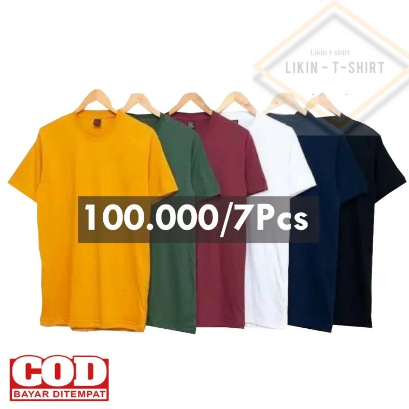 Kaos polos paket 7 pcs 100ribu | paket 6pcs semi katun KAOS POLOS DEWASA UNISEX COWOK CEWEK