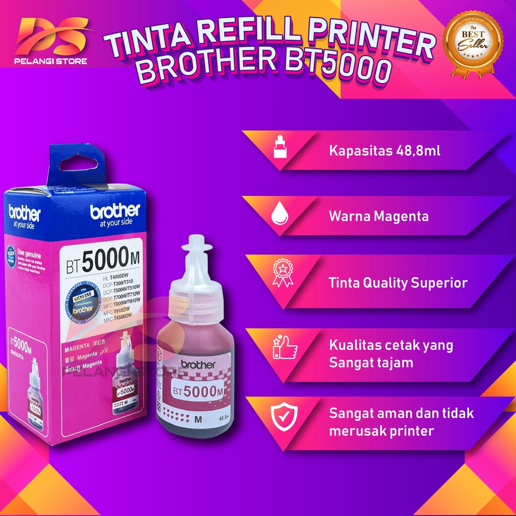 1 SET 4 PCS Tinta Brother BTD60BK BT5000 Tinta Printer DCP T310 DCP T510W DCP T710W DCP T810W MFC T910DW MFC T4500DW