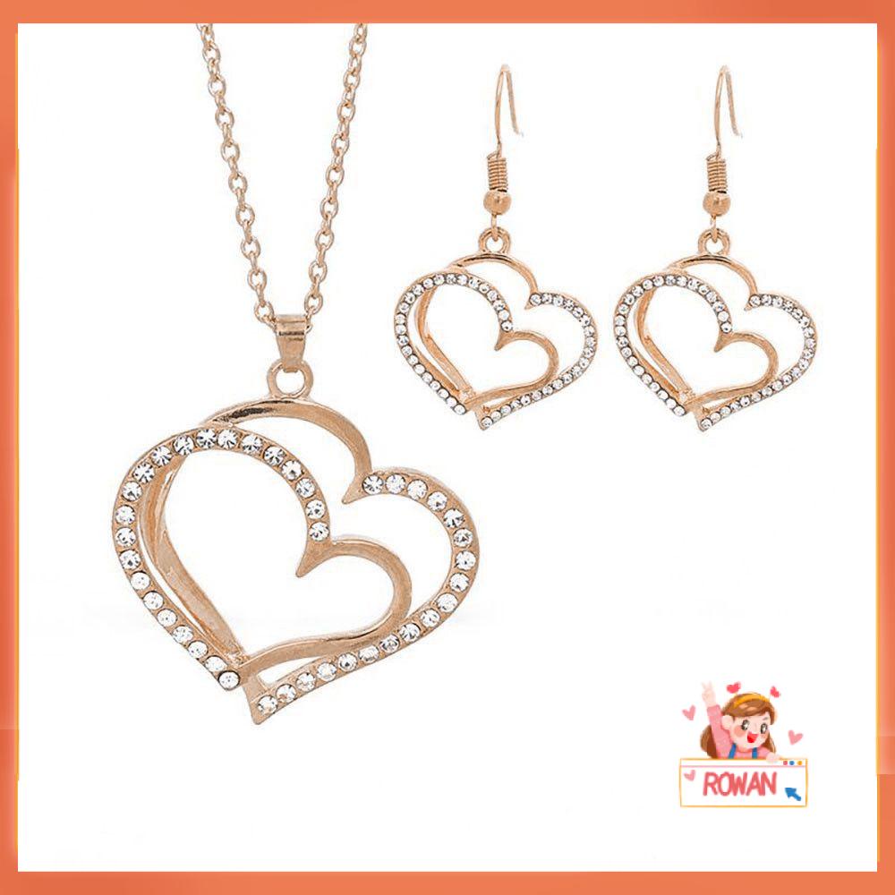 R-flower Kalung Anting Set Perhiasan Set Pernikahan Klasik Berlian