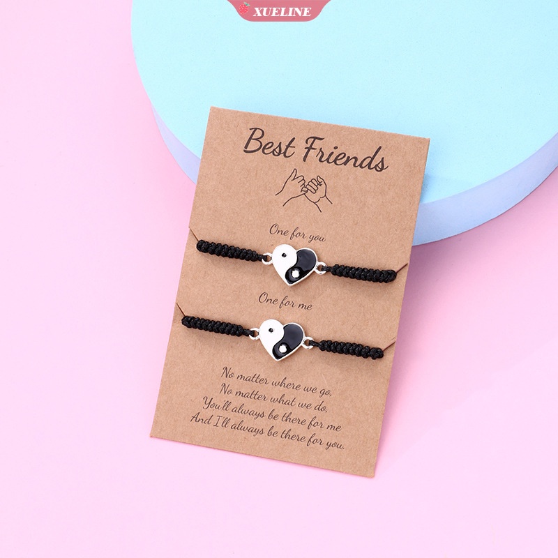 2buah Set Gelang Hitam Dan Putih Gaya Retro Cina Tai Chi Alloy Braided Gelang Pria Dan Wanita Pasangan Fashion Perhiasan [ZXL]