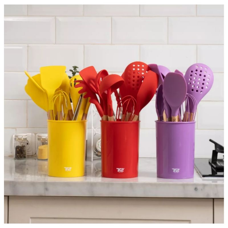 TRITU Spatula Silicone Utensil Spatula Sutil Silikon Tahan Panas Isi 12 Pcs
