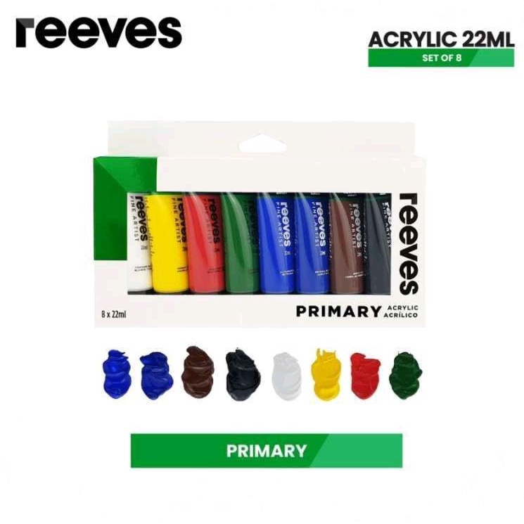 

Reeves Acrylic Paint Set 8 x 22 ml Primary