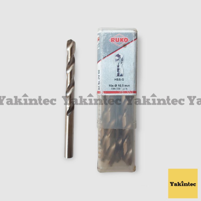 Mata Bor Twist Drill Besi & Kayu Original RUKO 10 mm DIN 338 HSS-Ground