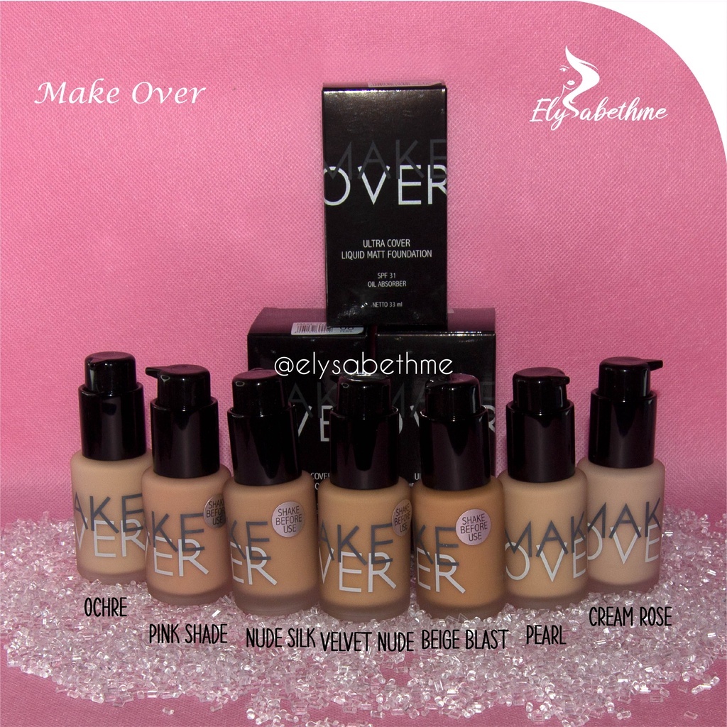 ✿ELYSABETHME✿ 𝓶𝓪𝓴𝓮𝓸𝓿𝓮𝓻 Make over ultra cover liquid matte foundation alas bedak semua jenis kulit awet