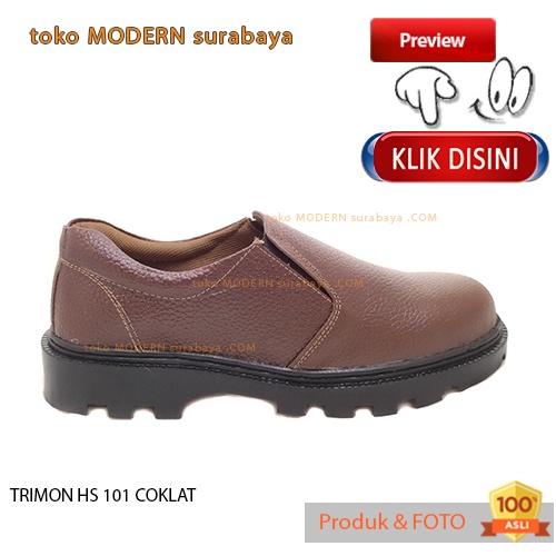 UKURAN JUMBO Sepatu pria safety slip on casual TRIMON HS 101 COKLAT