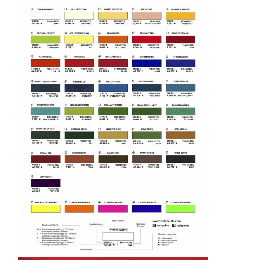 

Cuma Di Sini Tesla Paints 125ml - 42 Warna Ready - Acrylic Paints - Cat Akrilik - Tesla Paint - cat acrylic