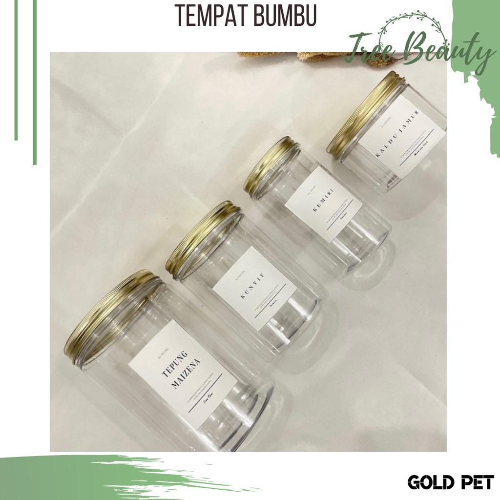 Toples Tempat Bumbu Dapur Aesthetic Free Label Waterproof dan Sendok