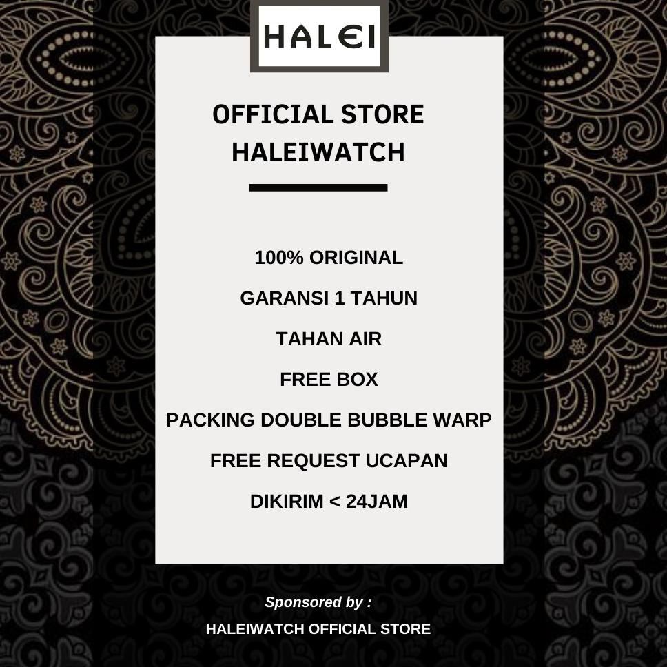 Halei Jam Tangan Pria Casual Halei watch Original Kulit Halei Tahan Air Garansi Resmi Silver 502 M "