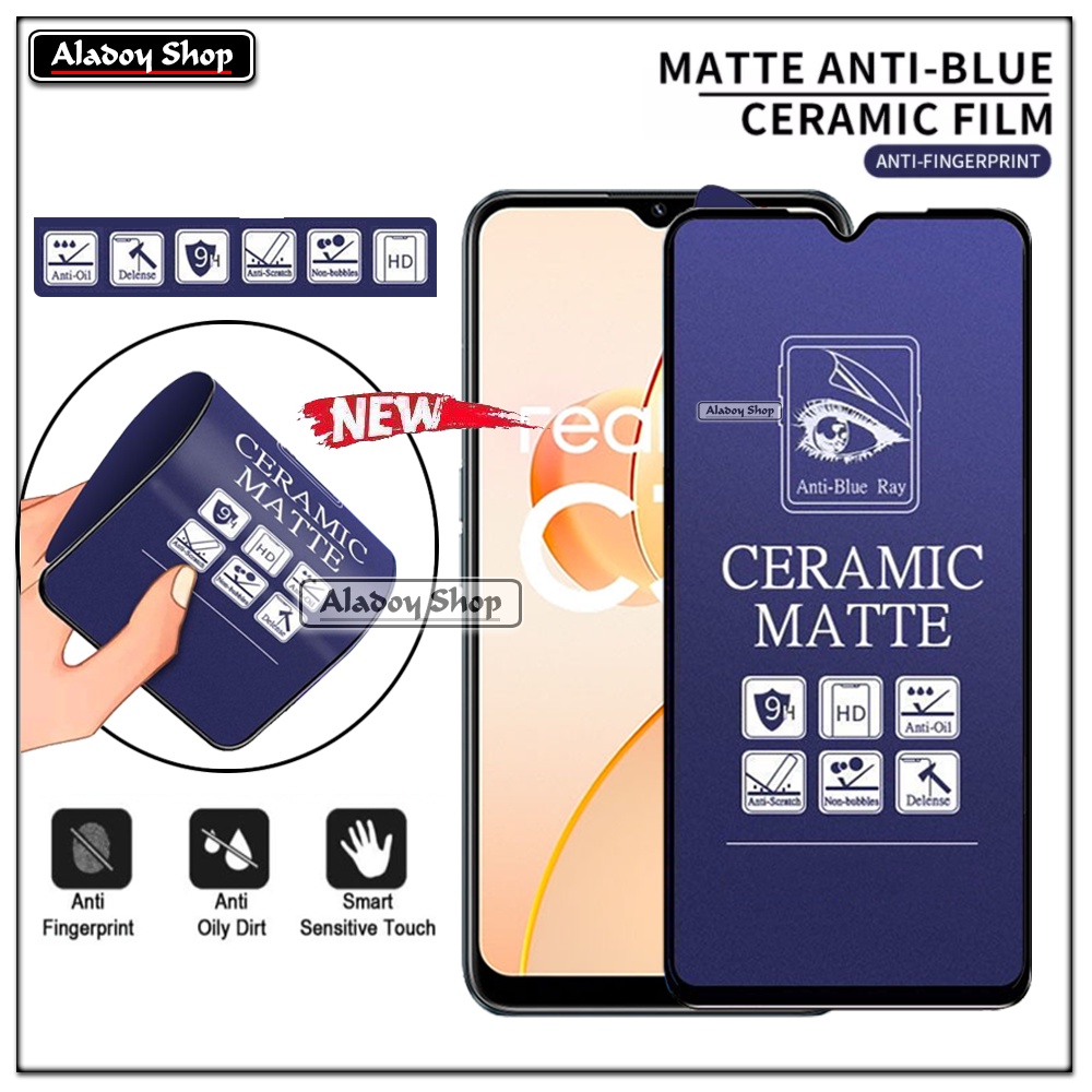 PAKET 3IN1 Anti Gores Blue Matte Anti Glare Realme C31 + Tempered Glass Camera dan Skin Carbon