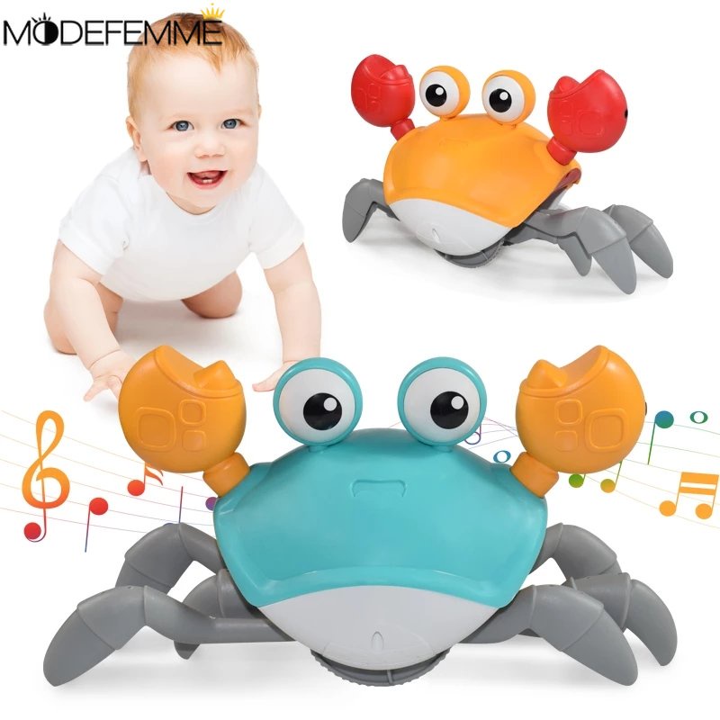 1pcs Bayi Merangkak Mainan Induksi Escape Crab Gurita Mainan Bayi Edukasi Elektronik Balita Bergerak Mainan Anak Hadiah Ulang Tahun