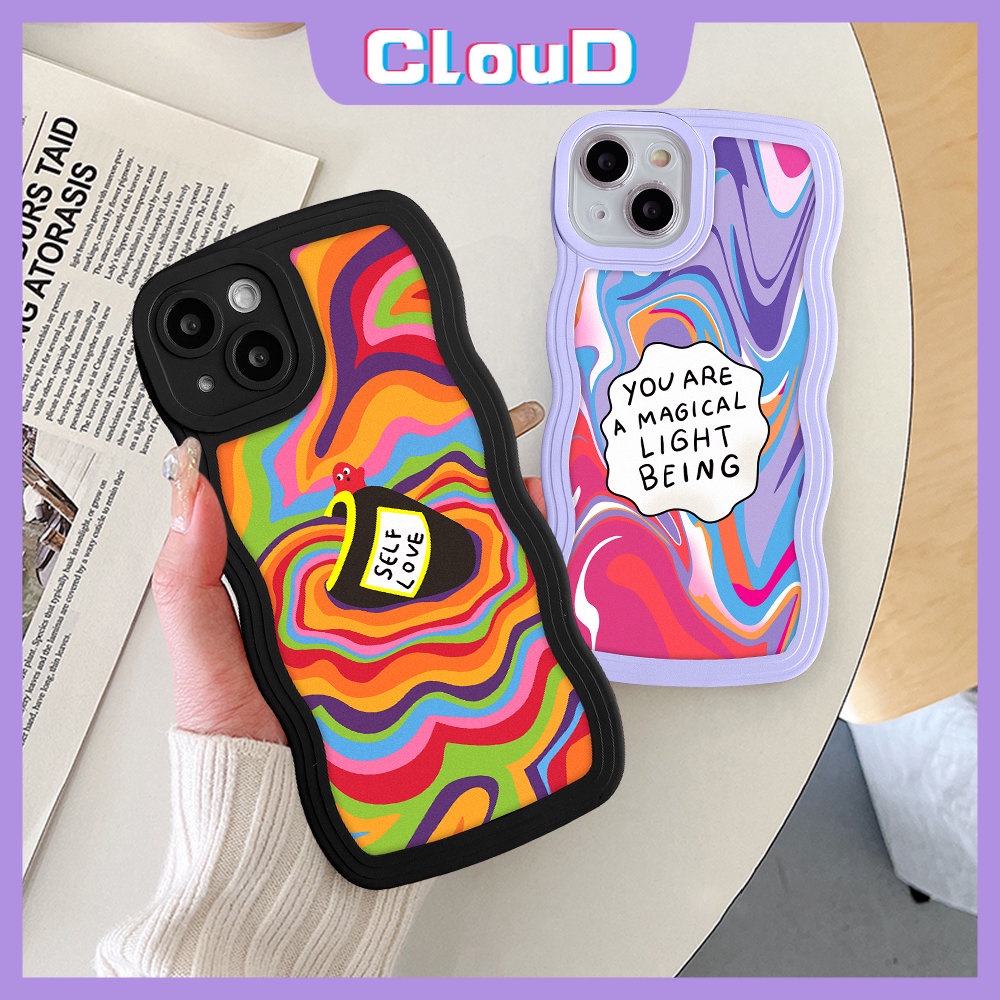 Casetify Wavy Edge Case OPPO A17 A95 A96 A16 A15s A35 A74 A52 A54 A12E A7 A5s A16K A76 A3s A16s A77s A5 A57 A15 A53 A1k A55 A12 A32 Reno 8 7 6 A9 Soft Tpu Rainbow Penutup Cat Air