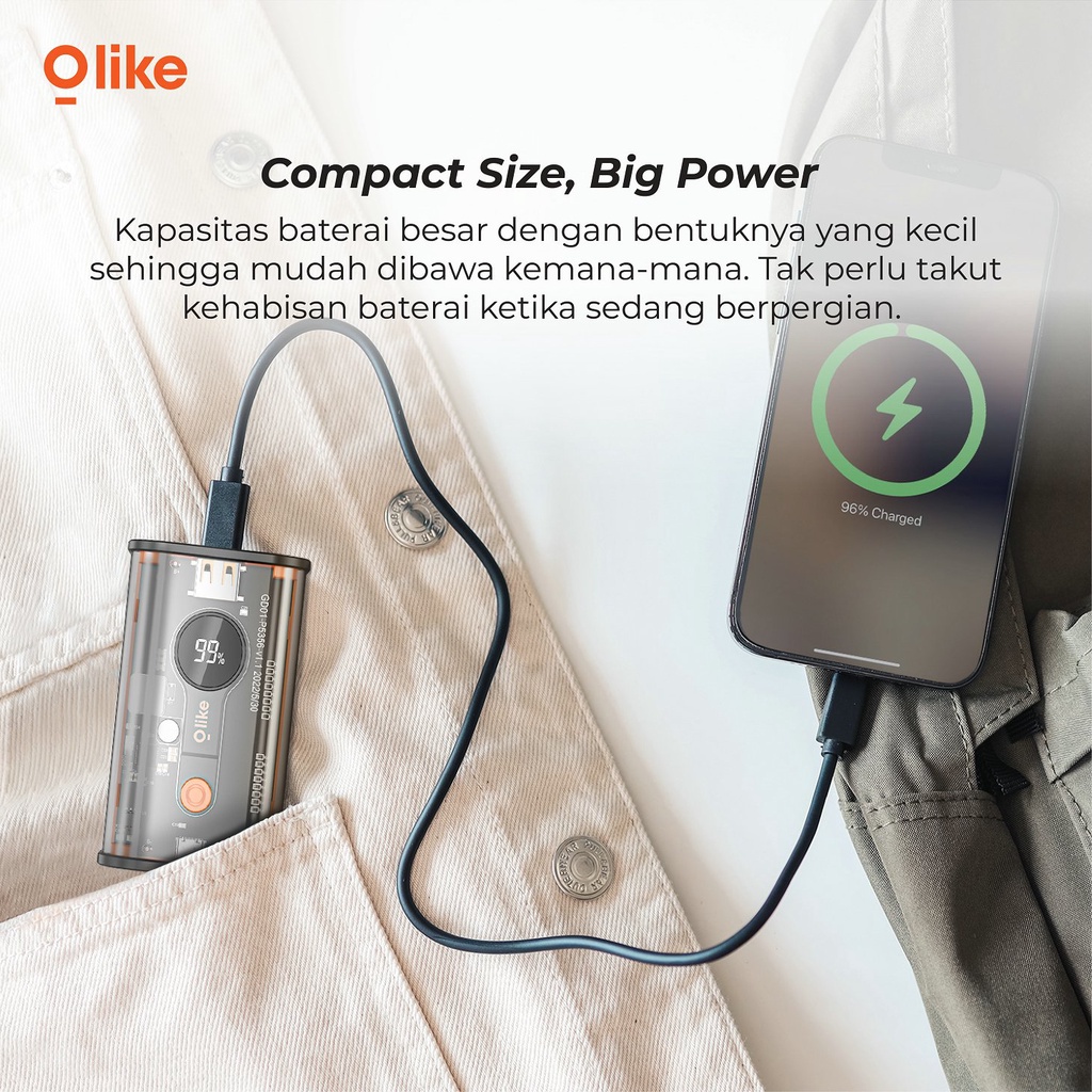 Olike Powerbank VOOC 10000mAH Fast Charging LED Battery Display P5