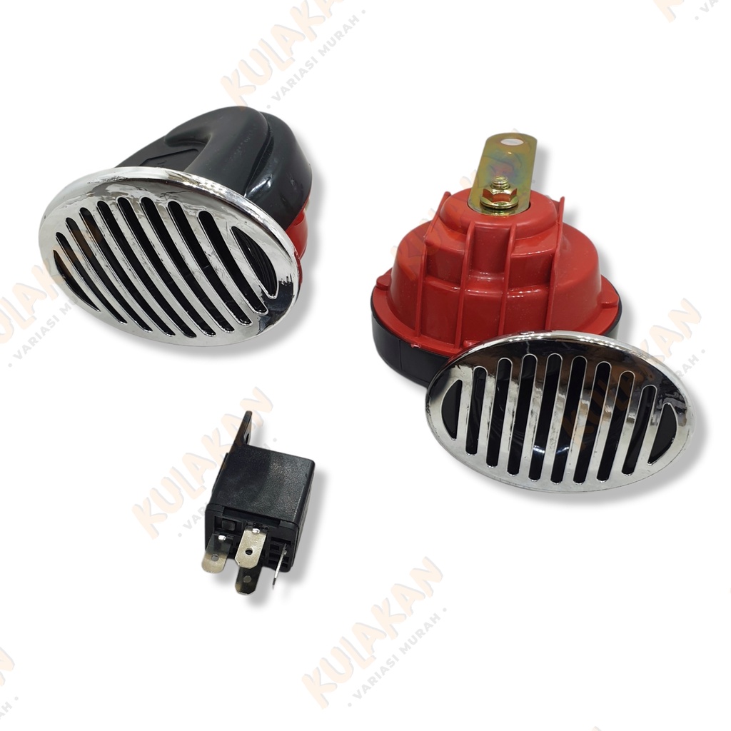 Klakson Keong Double 12 Volt Motor Free Relay Breket Bracket Ngebas Sepasang