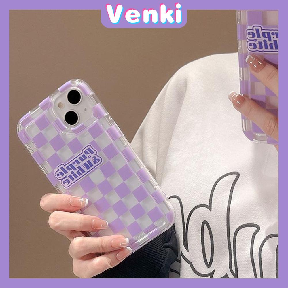 Case For iPhone 14 Pro Max TPU Soft Jelly Airbag Case Purple Checkerboard Clear Case Camera Protection Shockproof For iPhone 14 13 12 11 Plus Pro Max 7 Plus X XR