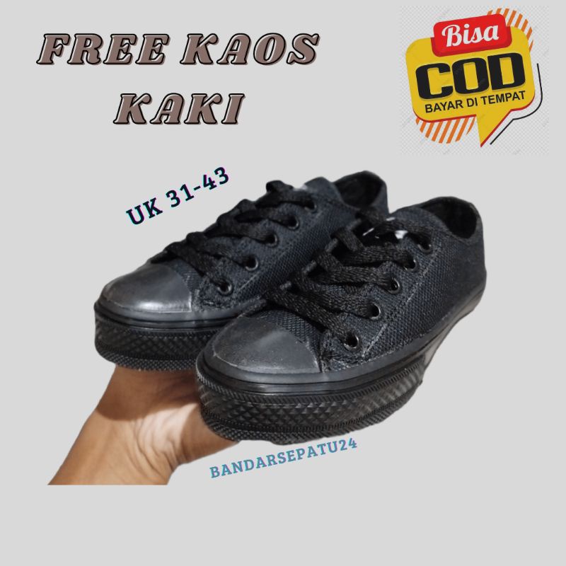 SEPATU SNEAKERS ANAK DAN DEWASA / SEPATU SEKOLAH / SEPATU HITAM POLOS / SEPATU CONVERSE HITAM POLOS / SEPATU BOOT CONVERSE HITAM / SEPATU CONVERSE HIGH 70s