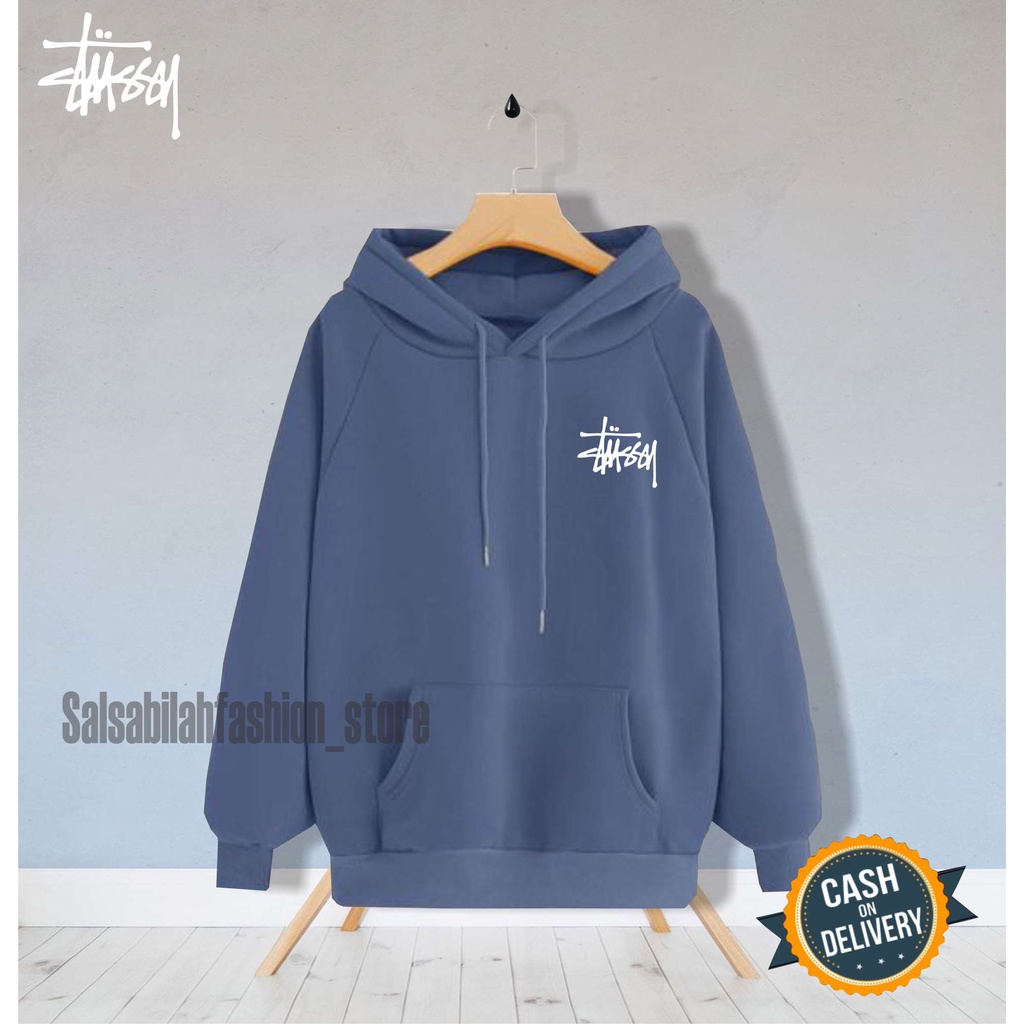 TERMURAH !! COD Jaket Sweater Hoodie Pria Distro stussyOriginal Big Size Jumbo M - XXL