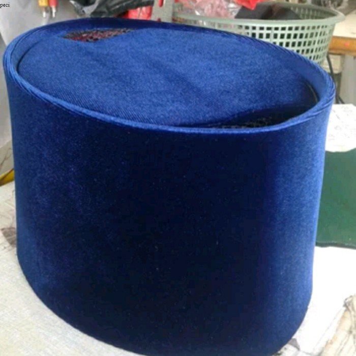 Peci Kopiah Turki bludru biru benhur tinggi 15 cm - 9
