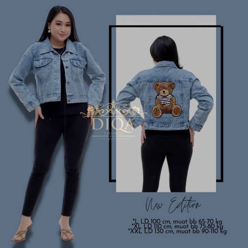 jaket jeans denim  beruang L-XXL