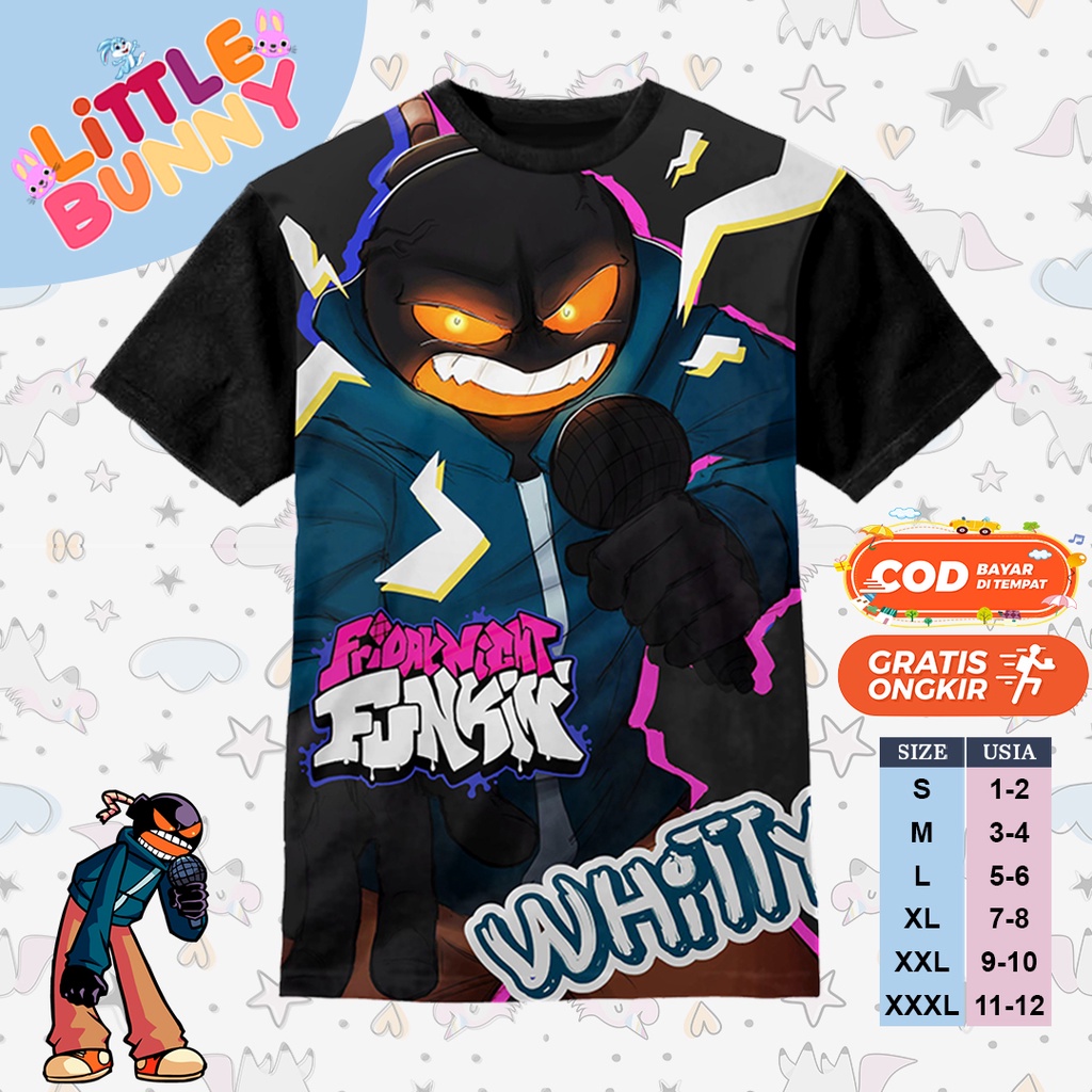 KAOS ANAK KARAKTER 3D WHITTY FNF FUNKIN ART 2 BAJU KAOS ANAK FNF - LITTLE BUNNY
