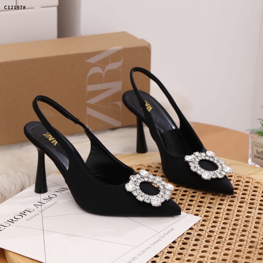 ZR Embellished Heeled Slingback Diamond Heels Shoes C12197