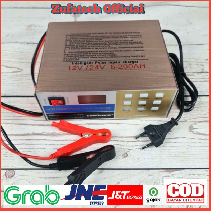 Taffware Charger Aki Mobil Lead Acid Smart Battery Charger 12V/24V 200AH -LD-002S - Golden