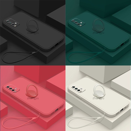 Xiaomi Redmi 9T Case Candy Ring Stand Bracket Holder FREE TALI LANYARD  Silikon Liquid FC