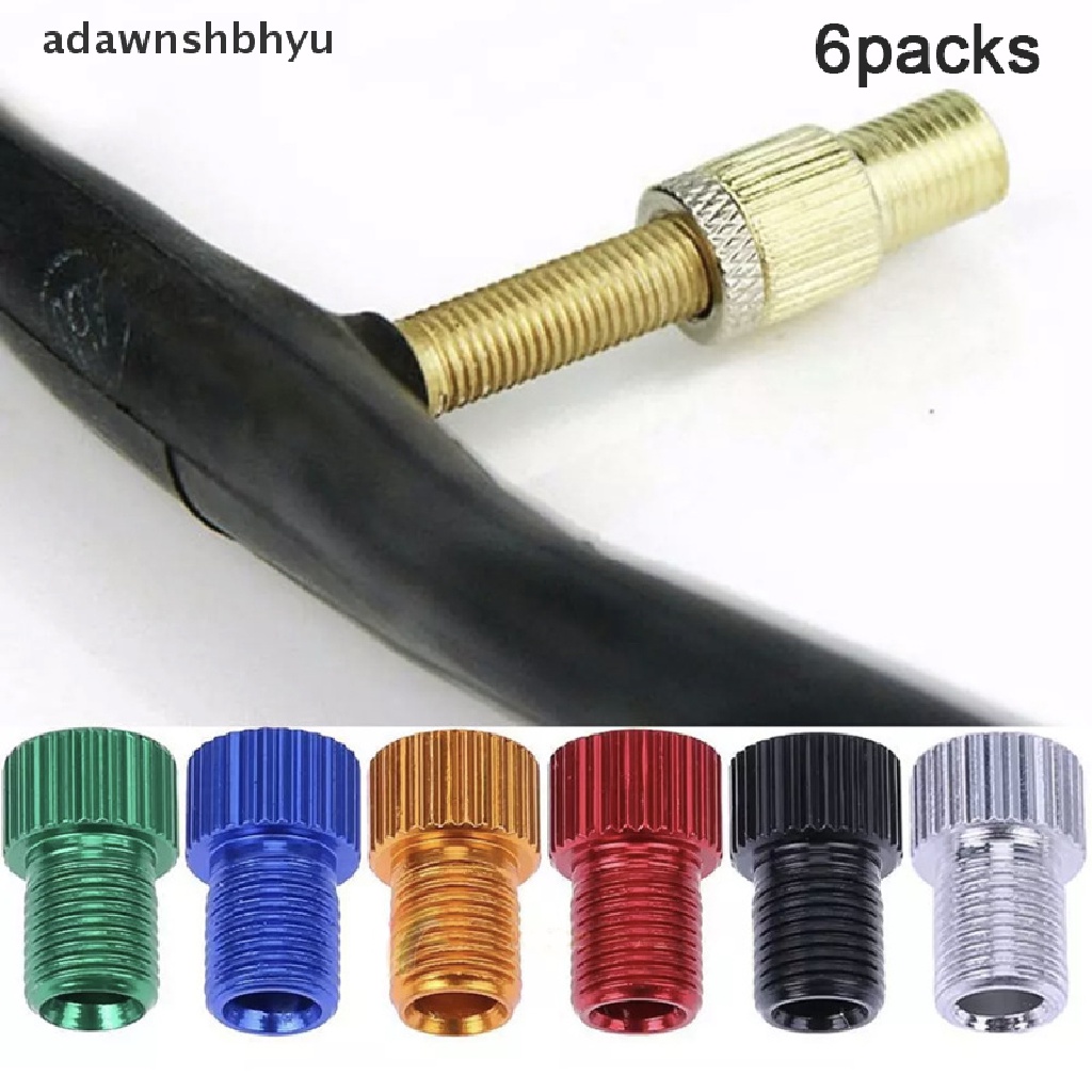 Adawnshbhyu 6pc Klep Sepeda Sepeda Alumunium PRESTA to SCHRADER Converter Car Valve Adapter ID