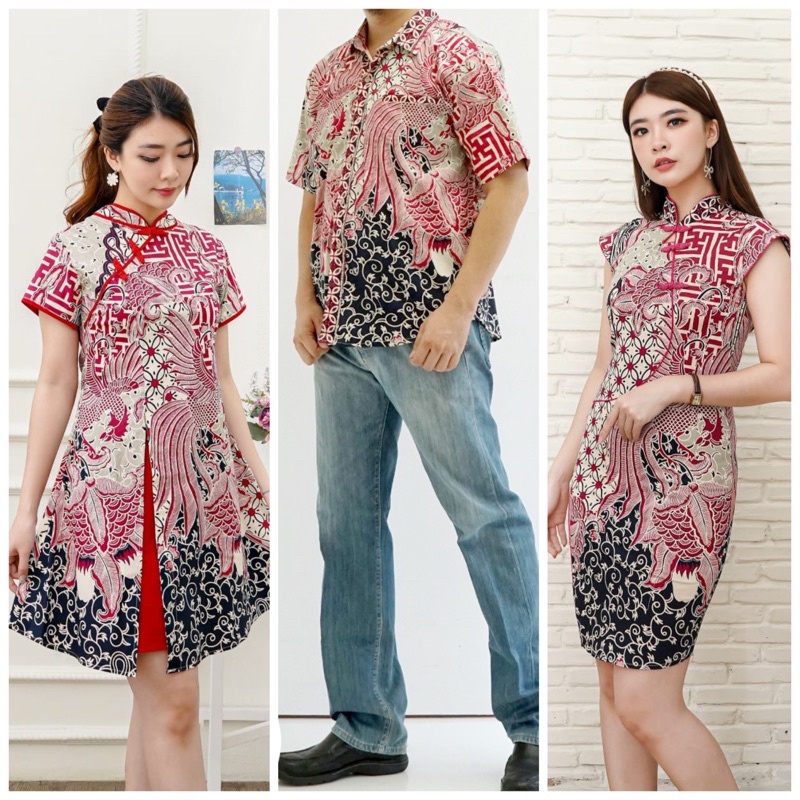 Dress cheongsam batik modern wanita / dress qipao chinese style cny katun stretch / dress karet 3138