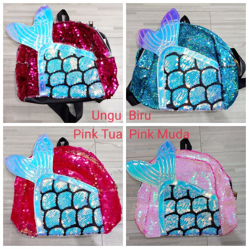 Tas Ransel Sequin Bahan Sequin Mermaid