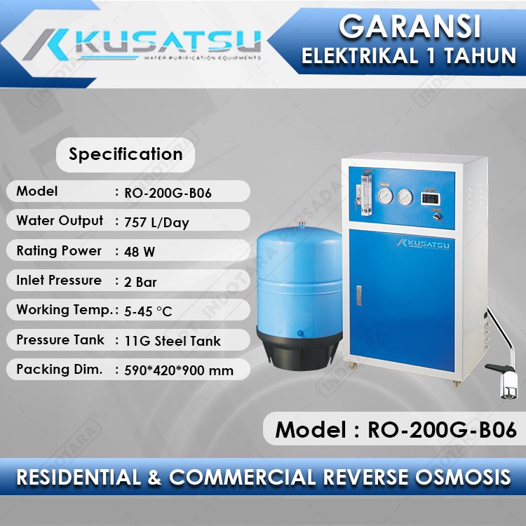 Reverse Osmosis RO-200G-B06 5-Stages 757L 2Bar Kusatsu