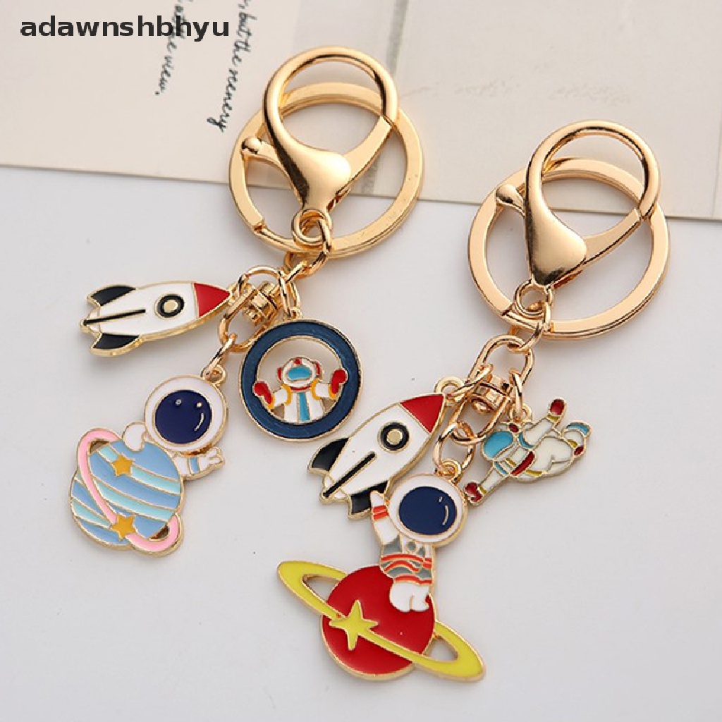 Adawnshbhyu Gantungan Kunci Astronot Space Travel Collection Keychain Planet Star Galaxy Keyring ID