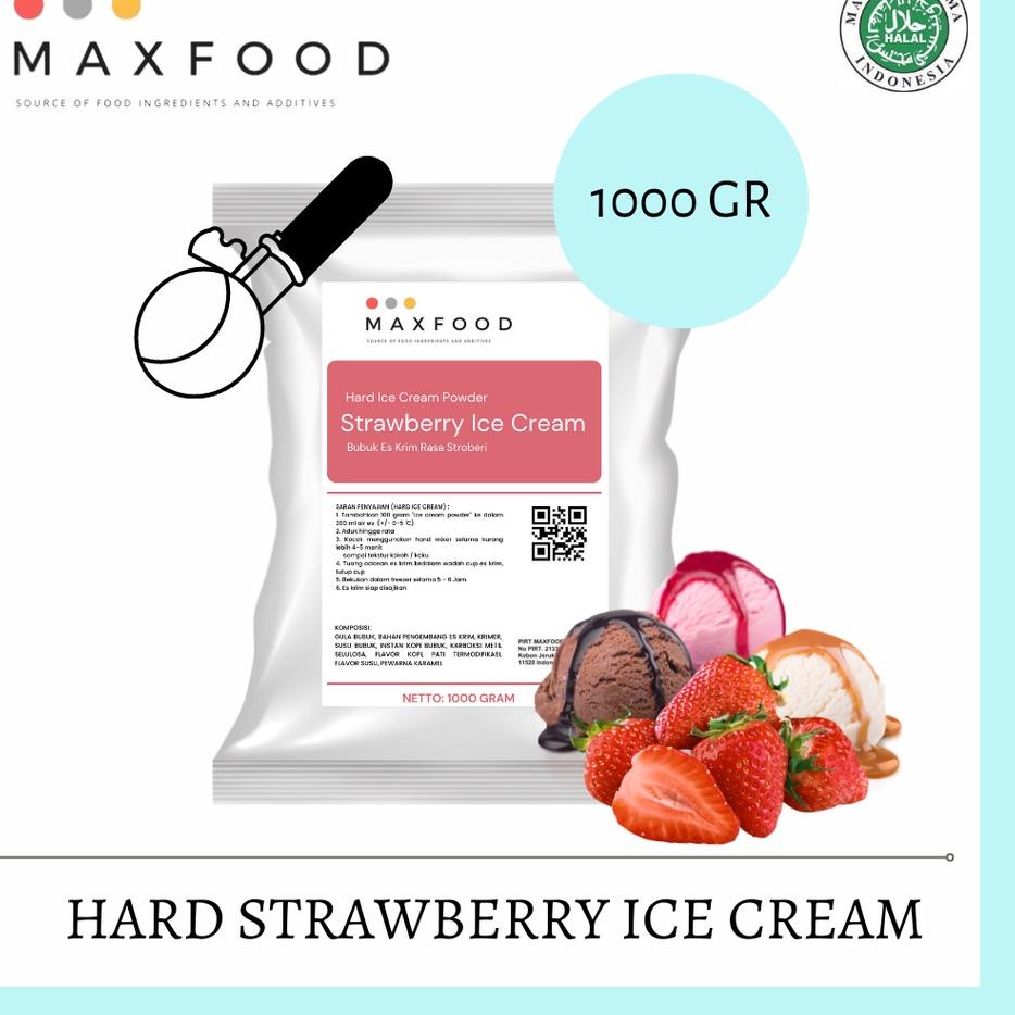 

Terlaris!! ♖ HARD STRAWBERRY ICE CREAM / BUBUK ES KRIM STROBERI 1 KG^
