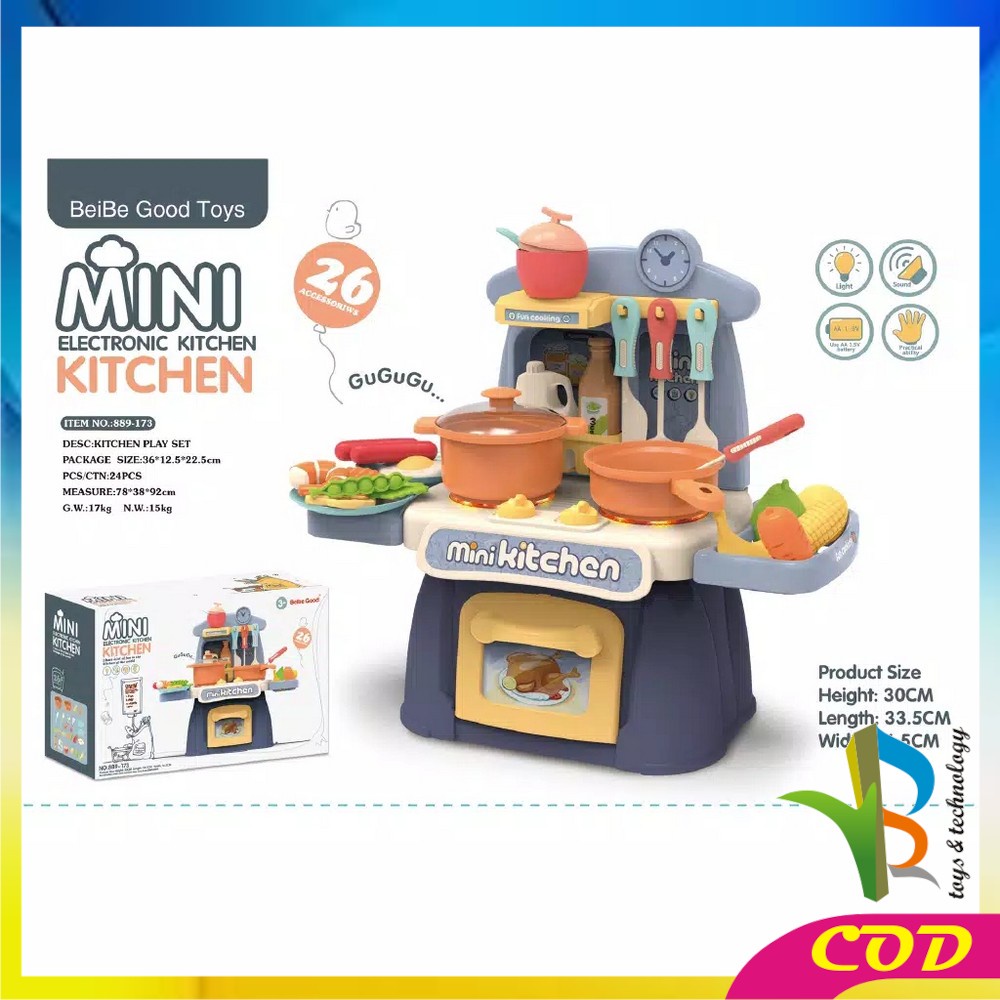 RB-M26 Mainan Mini Electronic Kitchen Set Isi 26PCS Mainan Anak Perempuan Masak Masakan Dapur 888-19