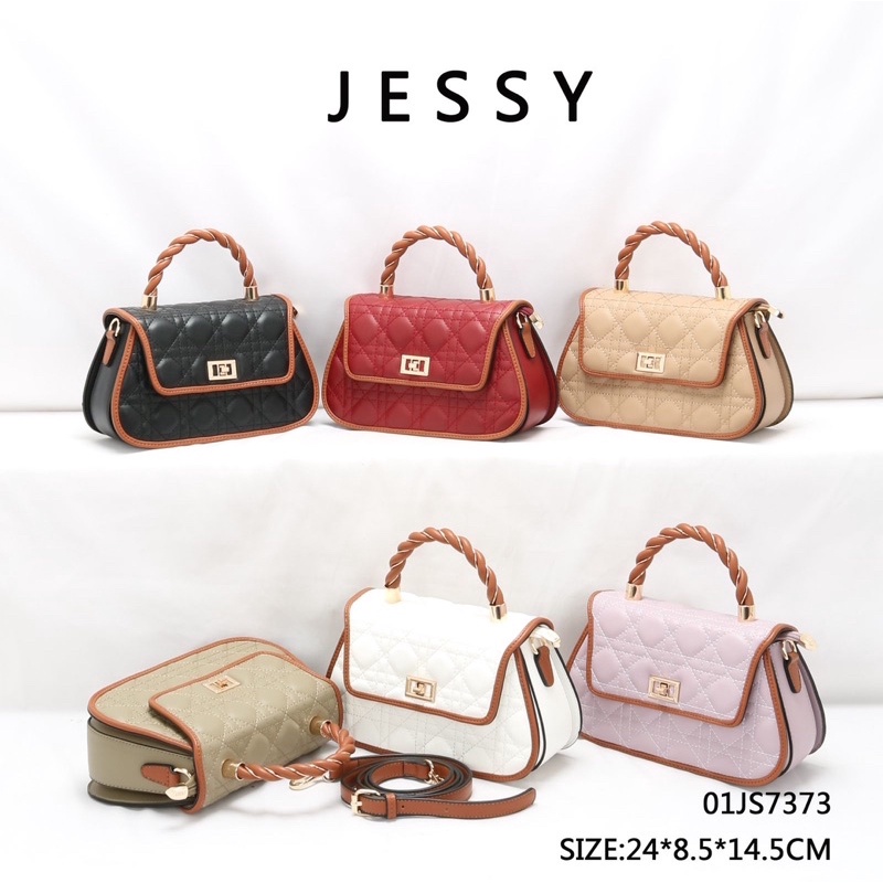 [COD] Jessy Handbag 01JS7373 Tas Wanita Import Original Branded Terbaru Tas Fashion Wanita Cokelat