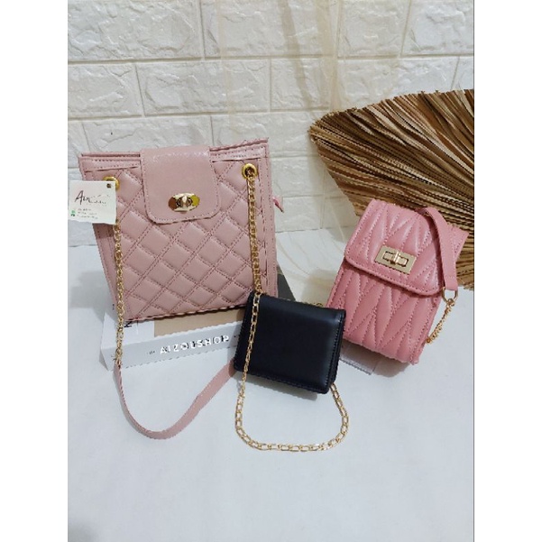 3 pcs Paket usaha ELLEN RACEL DOMPET tas wanita selempang