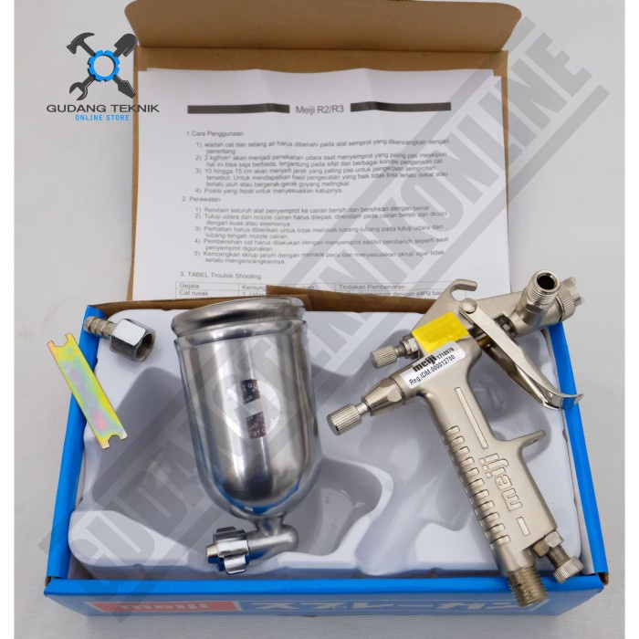 Spray Gun Spraygun Premium 200cc R3 MEIJI / Alat Semprotan Cat Semprot Cat Kompressor Tabung Atas R 3 MEIJI