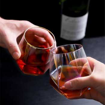Glass Cup Wine Glass Cangkir Kaca Diamond Crystal Gelas Cangkir Minum Air Teh Kopi 310 ml