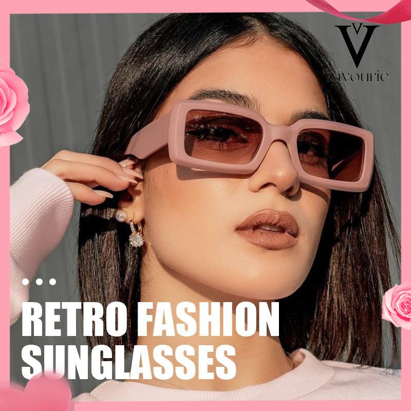 CODKacamata Hitam UV400 Bentuk Persegi Panjang Motif Leopard Gaya Retro Untuk Wanita Fashion-FA