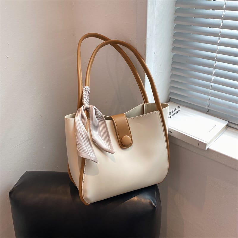 Tote Bag Wanita 4229 / Tas Bahu Florida Free Pouch + Syall Twilly-Crem Kombi