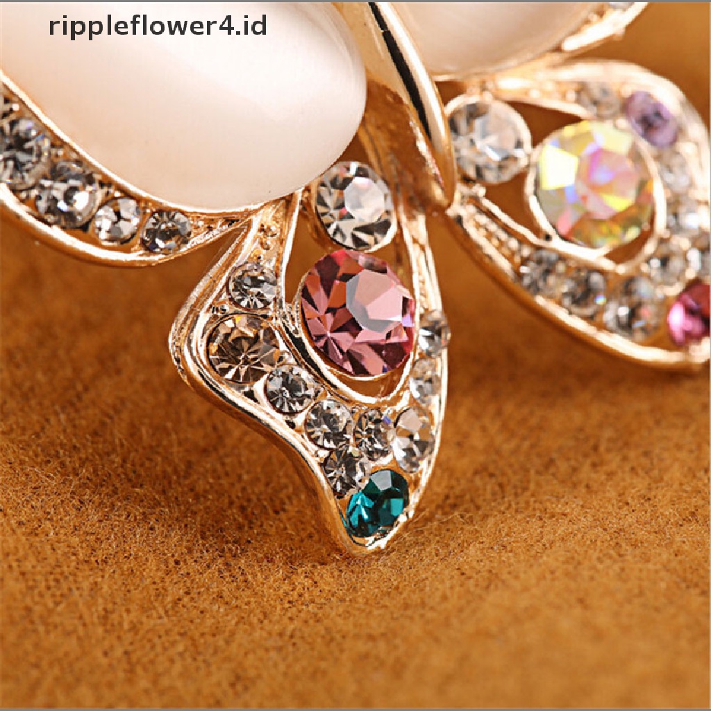 {rippleflower4.id} 1 * Opal Berlian Imitasi Bros Untuk Pernikahan Kupu-Kupu Bros Untuk Wanita Hadiah Terbaik~
