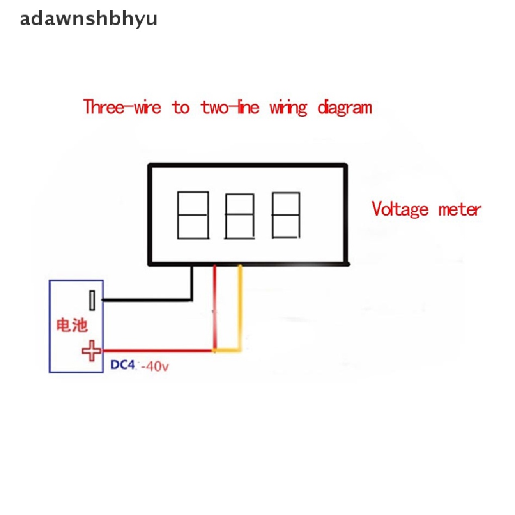 Adawnshbhyu Ultra Kecil Hijau Digital DC 0.28 Inch Ultra Kecil Digital DC Voltage Meter LED Voltage Display Tampilan Digital Yang Dapat Disesuaikan Tiga Kabel DC0-100V Voltmeter ID