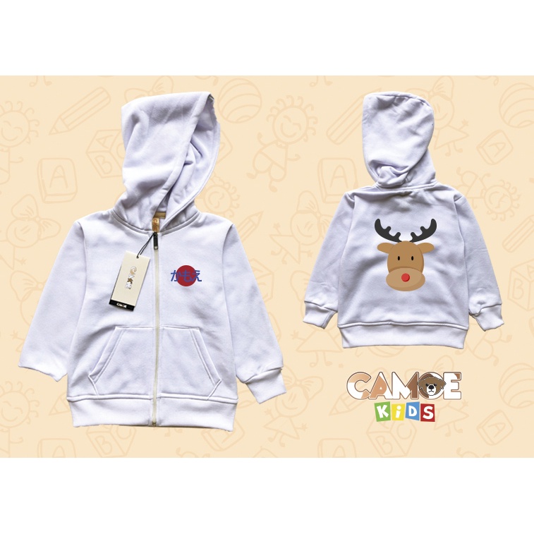Jaket Hoodie Zipper Anak KIDS Santa Claus Deer Rusa Natal Christmas