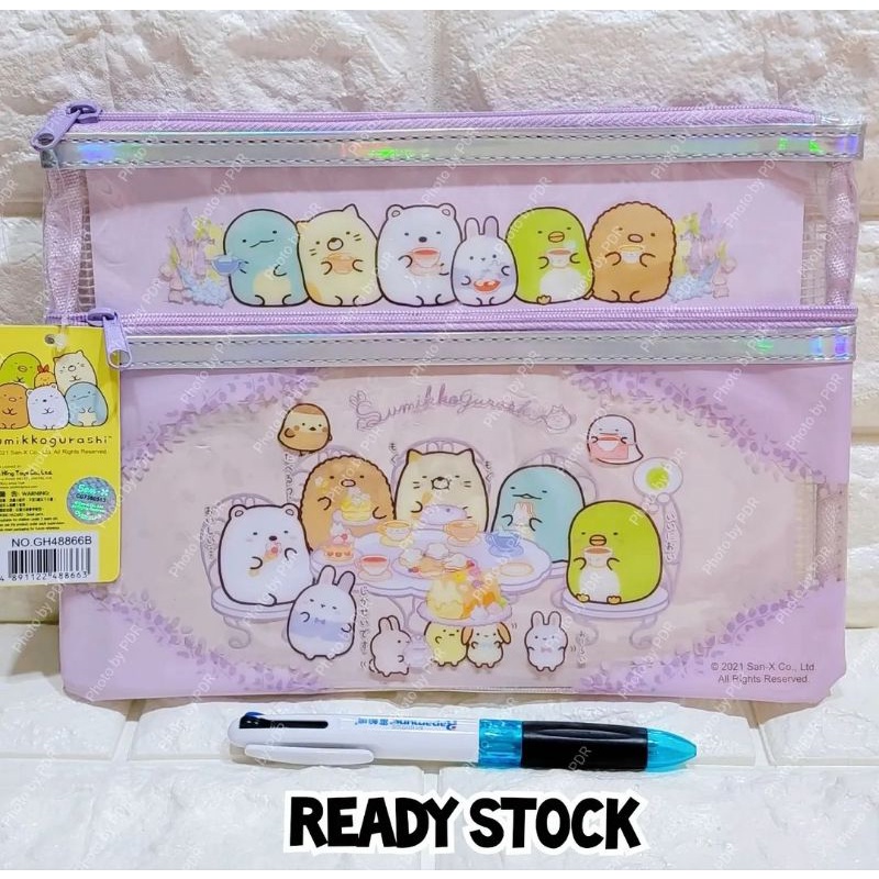 

Double Zipper Clear Pouch Sumikko Gurashi Purple