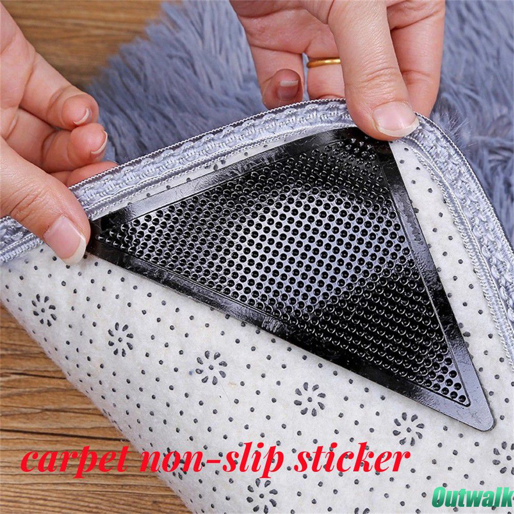 ღ 8Pcs Trapesium Sudut Kanan L Berbentuk Karpet Lantai Tetap Stiker Karpet Non-Slip Stiker Mat stiker Seamless Dua Sisi Stiker Ajaib