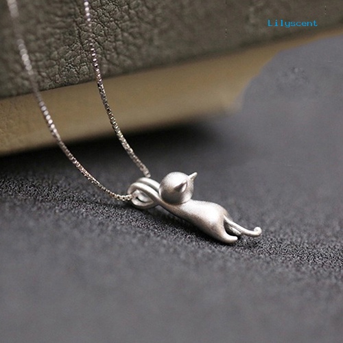 [LS]Lovely Jumping Matte Cat Charm Liontin Kalung Wanita Gadis Perhiasan Hadiah Natal