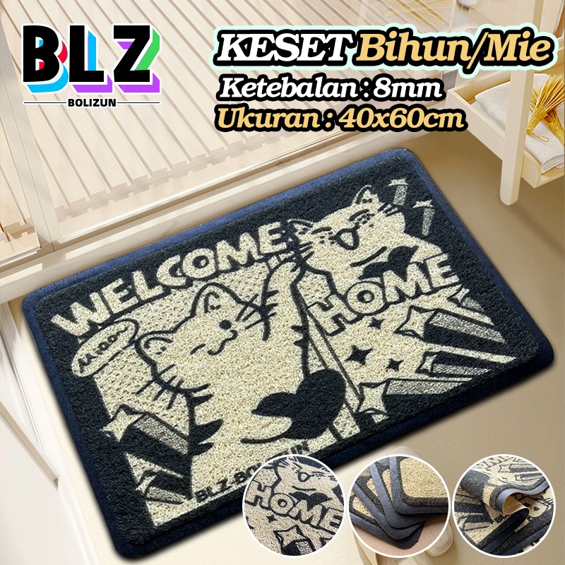 Bolizun Keset Karpet PVC Mie Bihun Welcome HOME New 40 x 60 Full Printing MOTIF