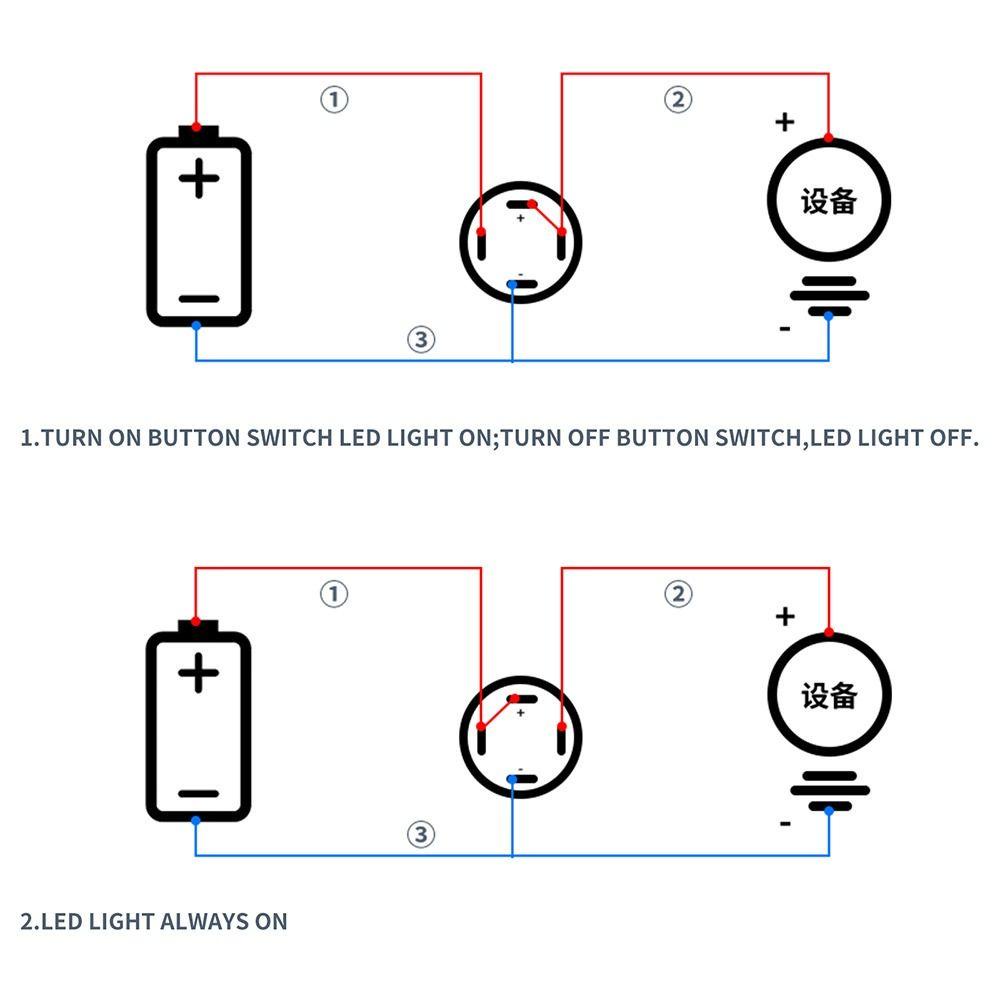 Nanas 3pcs 12mm Push Button Tahan Air LED ON/OFF Self-locking Mobil LED Power